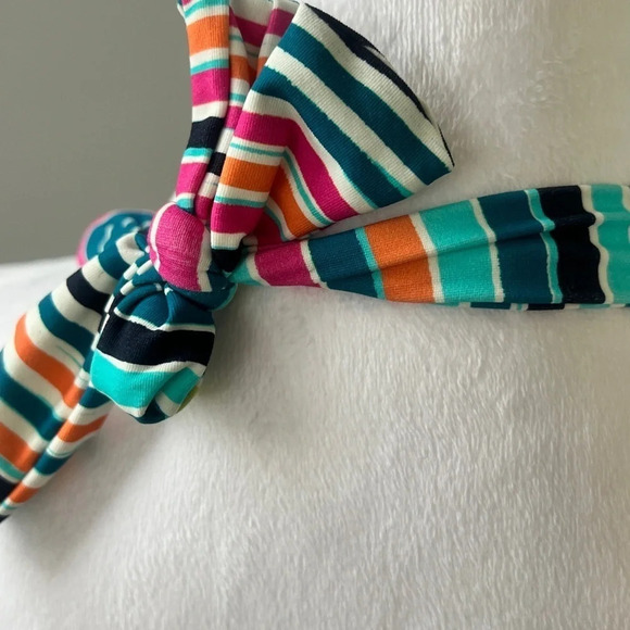 Vince Camuto Retro Striped Halter One-Piece Swimsuit Tie Front MultiColor 10 NWT - Picture 8 of 16